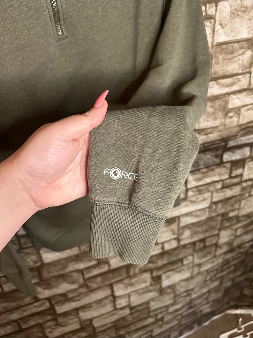 Carhartt Unisex Olive Green Quarter-Zip Sweatshirt Size Small